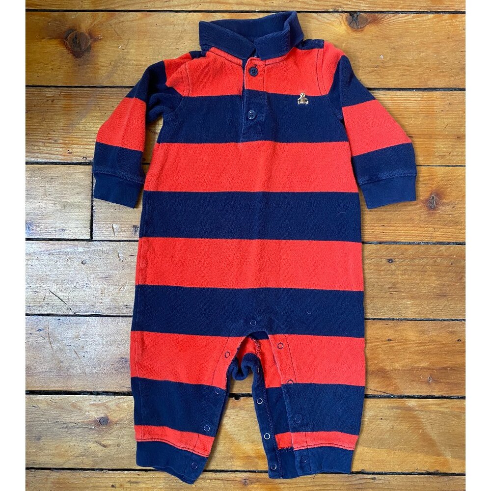 Baby Gap Navy and Red Rugby Onesie for Baby - 6 - 12 months